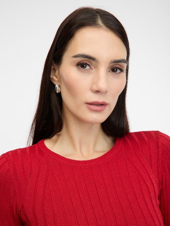 Orsay Červené dámske tričko s dlhým rukávom ORSAY