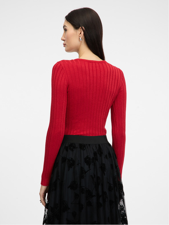 Orsay Červené dámske tričko s dlhým rukávom ORSAY