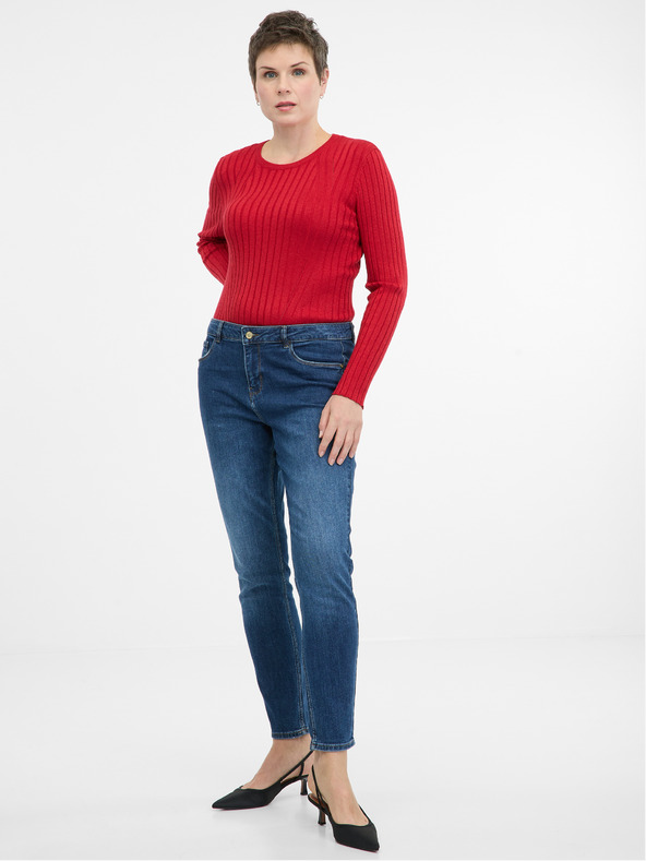 Orsay Červené dámske tričko s dlhým rukávom ORSAY