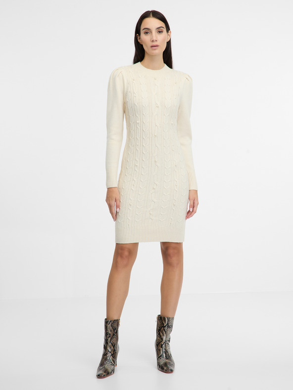 Orsay Krémové dámske svetrové šaty ORSAY