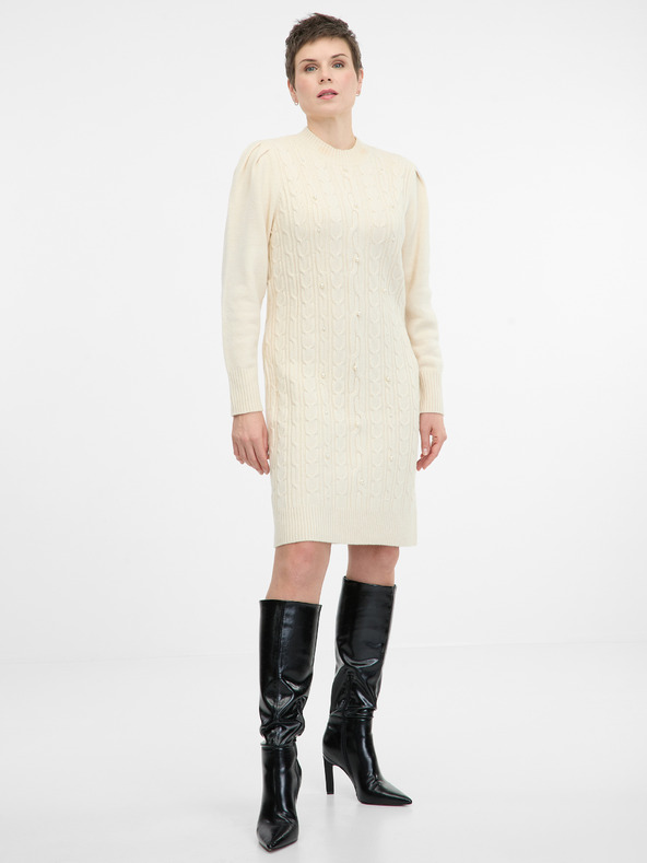 Orsay Krémové dámske svetrové šaty ORSAY