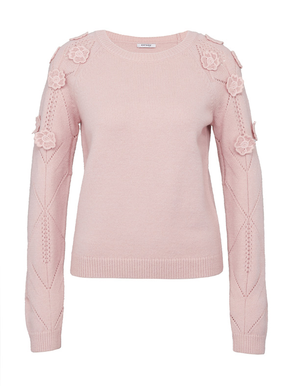 Orsay Svetloružový dámsky sveter s kvetinovou aplikáciou ORSAY