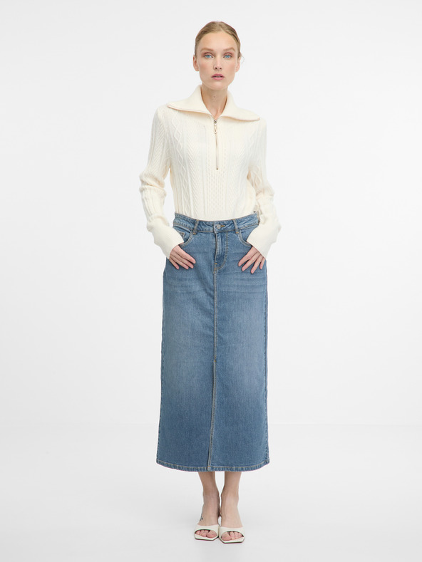 Orsay Modrá dámska džínsová maxi sukňa ORSAY