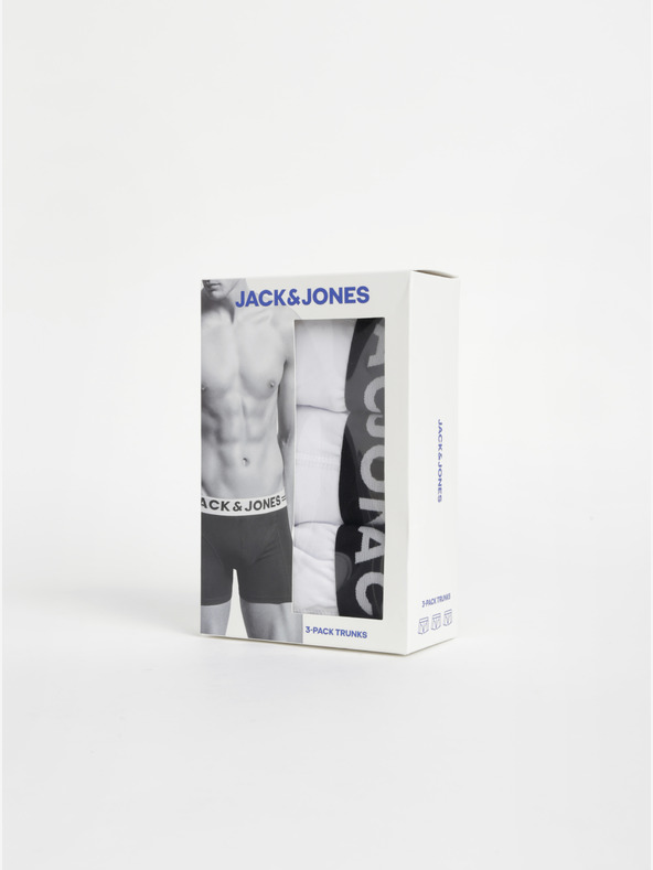 Jack & Jones Súprava troch bielych pánskych boxeriek Jack & Jones Sense