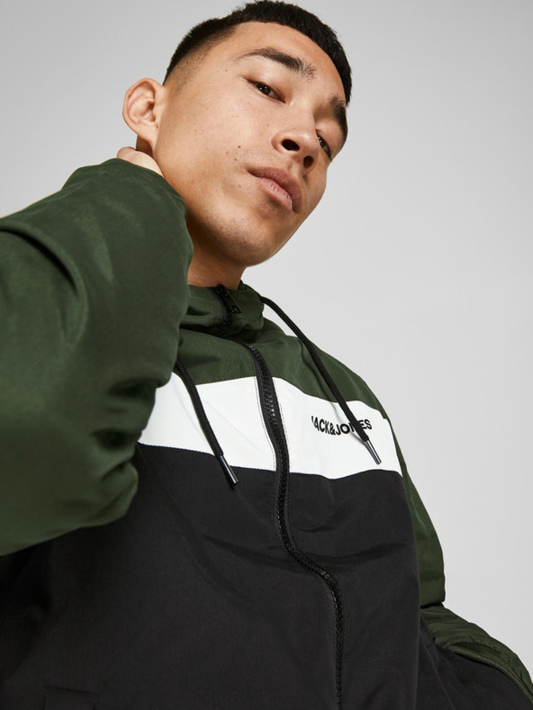 Jack & Jones Čierno-zelená pánska bunda Jack & Jones Rush