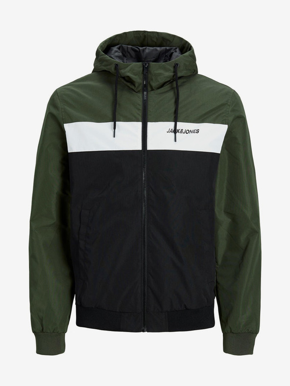 Jack & Jones Čierno-zelená pánska bunda Jack & Jones Rush