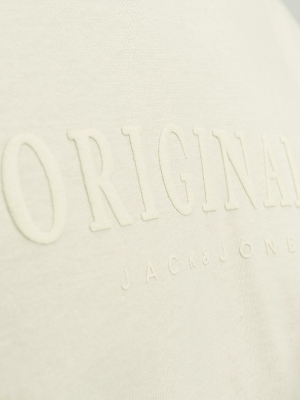 Jack & Jones Krémové pánske tričko Jack & Jones Frederiks JORFREDERIKSBERG