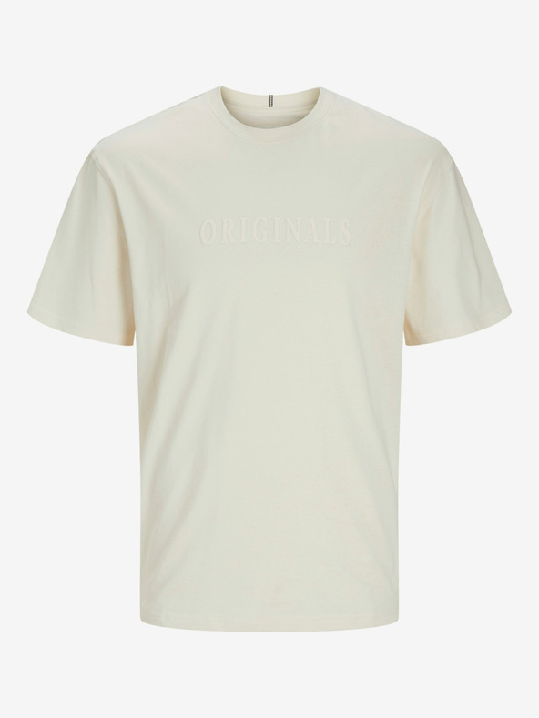 Jack & Jones Krémové pánske tričko Jack & Jones Frederiks JORFREDERIKSBERG