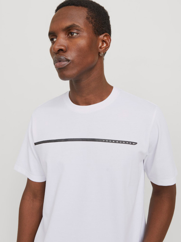 Jack & Jones Biele pánske tričko Jack & Jones Fusion