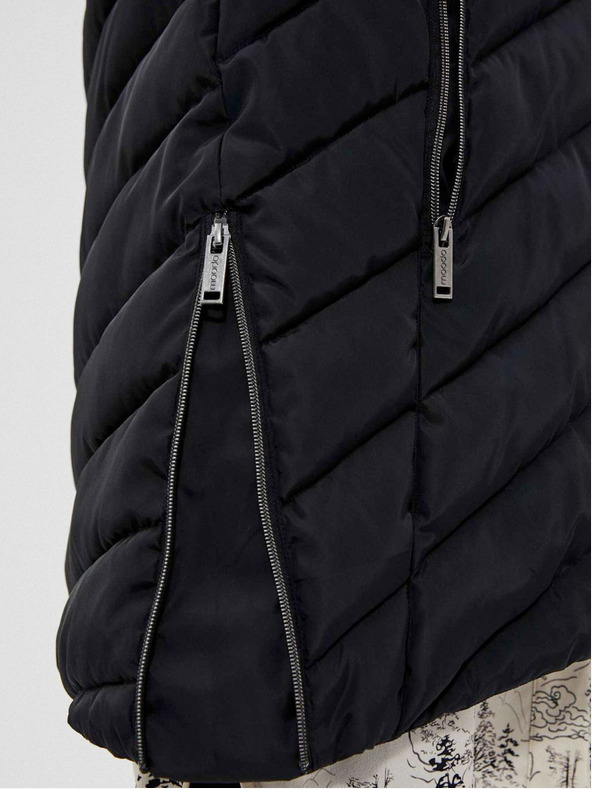 Moodo Čierny dámsky kabát s kapucňou Moodo