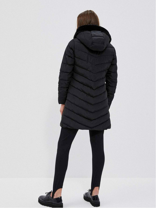 Moodo Čierny dámsky kabát s kapucňou Moodo