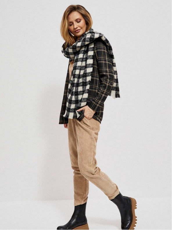 Moodo Bielo-čierna károvaná šatka Moodo