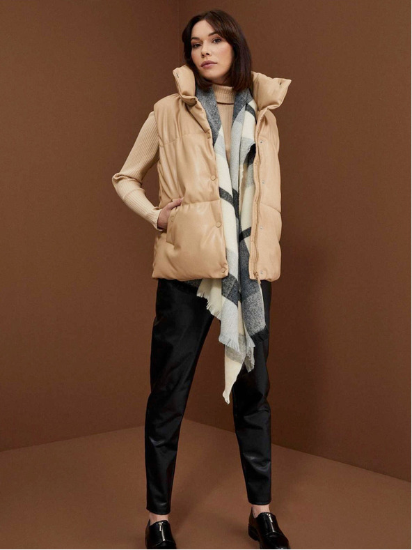 Moodo Béžová dámska prešívaná vesta Moodo