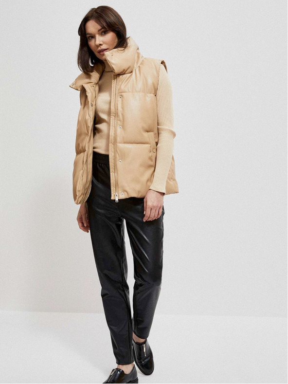 Moodo Béžová dámska prešívaná vesta Moodo