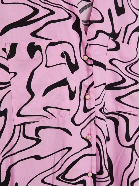 Moodo Ružová blúzka s dlhým rukávom a geometrickým vzorom Moodo