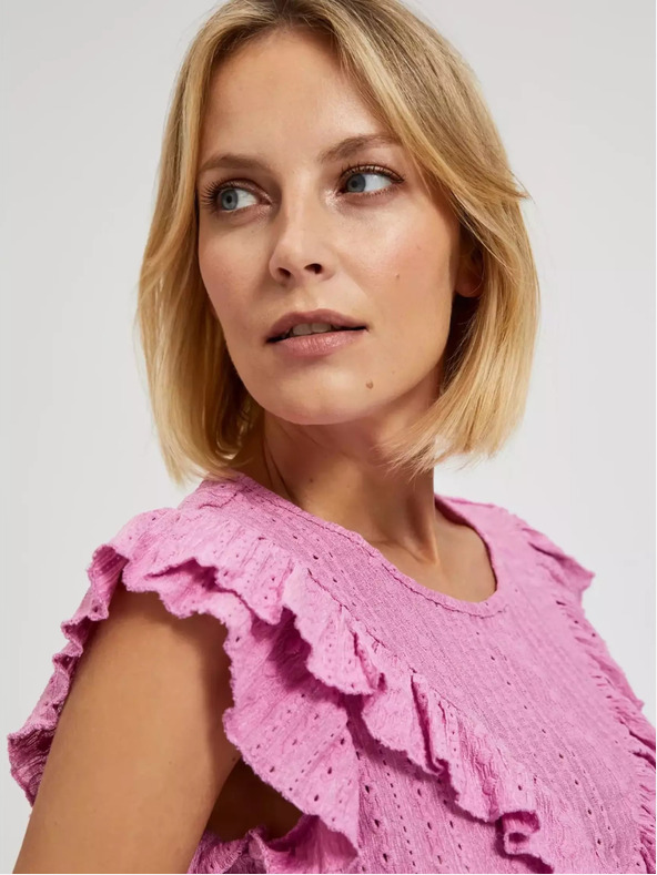 Moodo Ružová blúzka s volánikmi Moodo