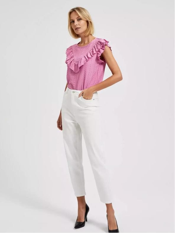 Moodo Ružová blúzka s volánikmi Moodo