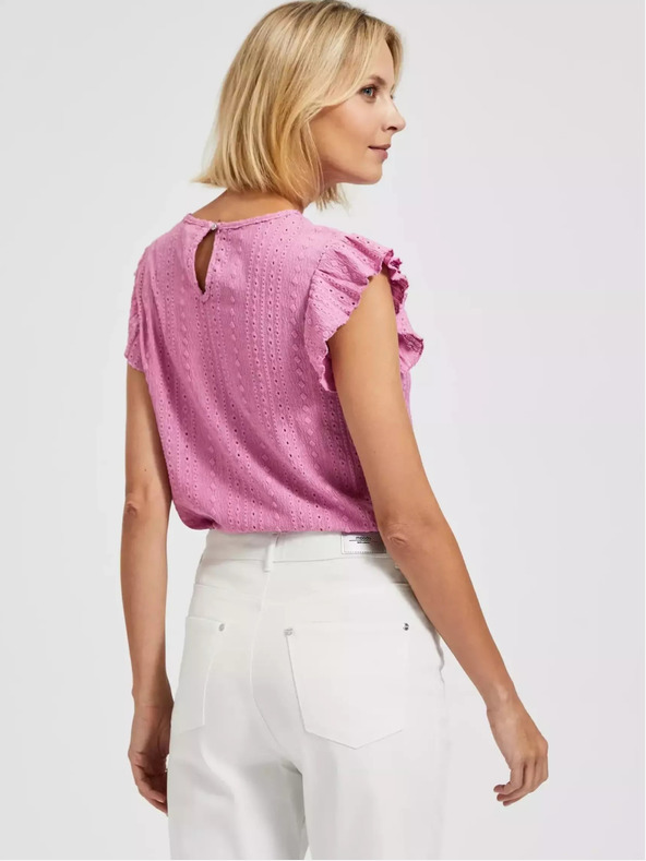 Moodo Ružová blúzka s volánikmi Moodo