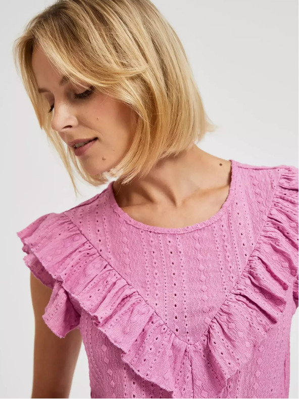Moodo Ružová blúzka s volánikmi Moodo