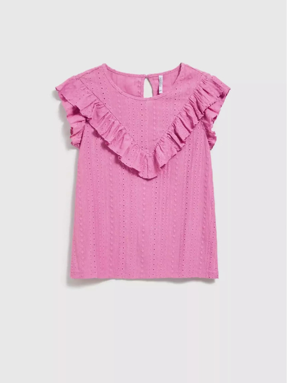 Moodo Ružová blúzka s volánikmi Moodo