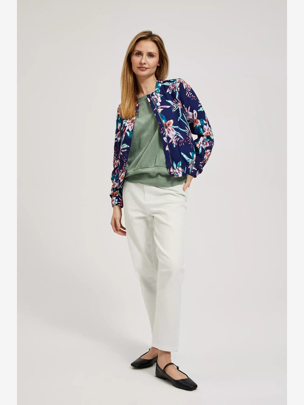 Moodo Tmavomodrý bomber s kvetinovou potlačou Moodo