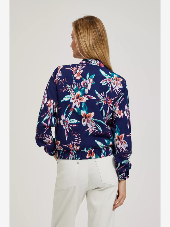 Moodo Tmavomodrý bomber s kvetinovou potlačou Moodo