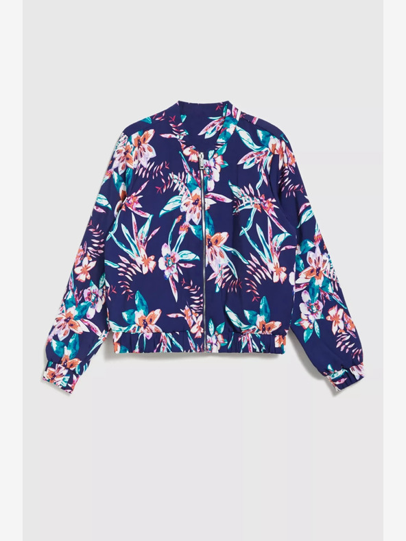 Moodo Tmavomodrý bomber s kvetinovou potlačou Moodo