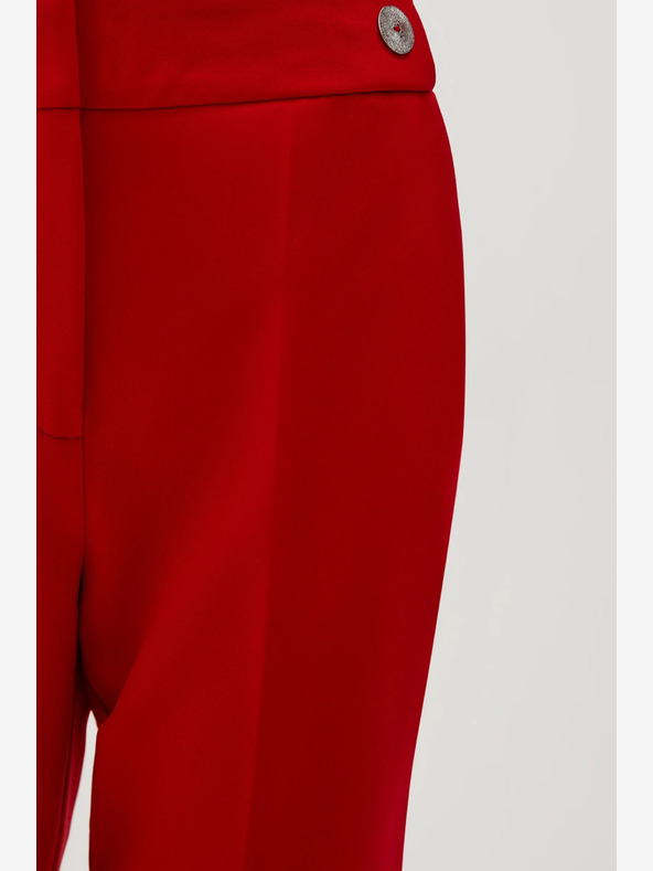 Moodo Červené rovné nohavice s opaskom Moodo