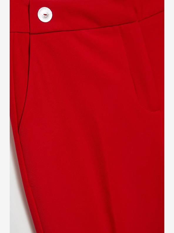 Moodo Červené rovné nohavice s opaskom Moodo