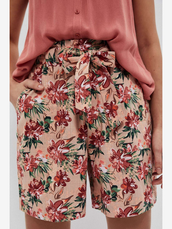 Moodo Béžové dámske kvetované šortky Moodo