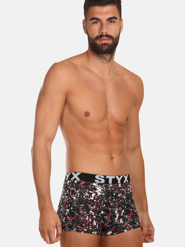 Styx Bielo-čierne pánske vzorované boxerky Styx Jáchym