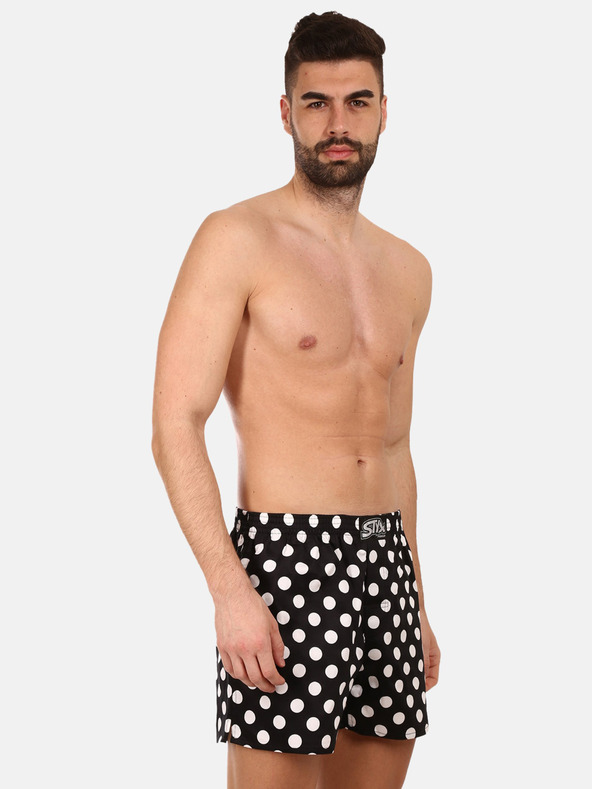 Styx Čierne pánske šortky Styx premium art Polka dots