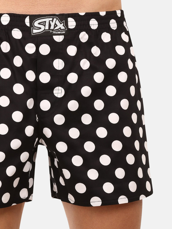 Styx Čierne pánske šortky Styx premium art Polka dots