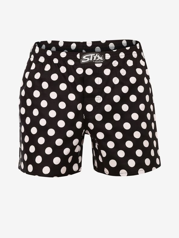 Styx Čierne pánske šortky Styx premium art Polka dots