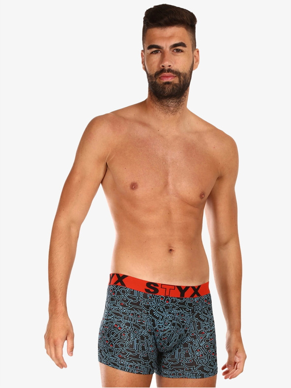 Styx Čierne pánske vzorované boxerky Styx