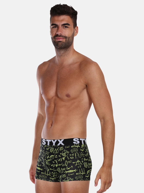 Styx Žlto-čierne pánske boxerky Styx Physics