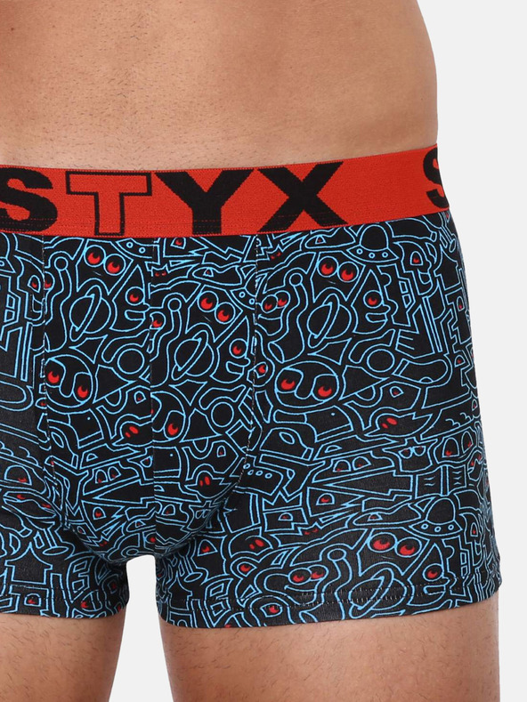 Styx Modro-čierne pánske vzorované boxerky Styx