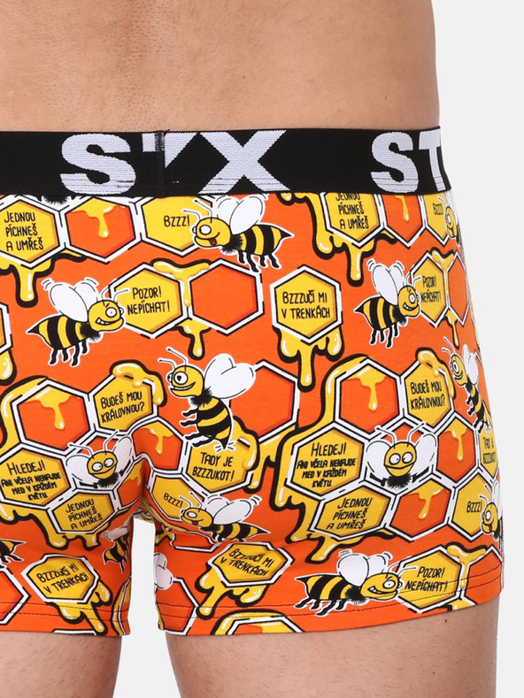 Styx Žltooranžové pánske vzorované boxerky Styx Bees
