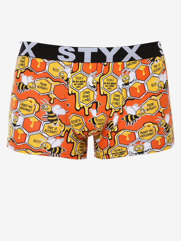 Styx Žltooranžové pánske vzorované boxerky Styx Bees