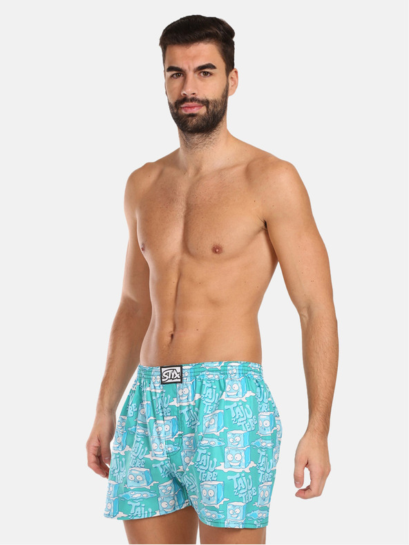 Styx Tyrkysové pánske šortky Styx art Kocky ľadu