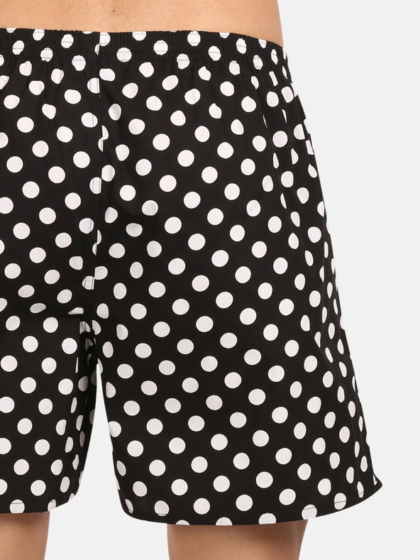 Styx Bielo-čierne pánske domáce šortky Styx Polka Dot s vreckami