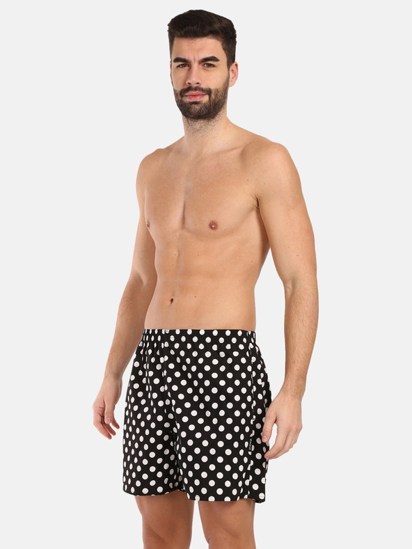 Styx Bielo-čierne pánske domáce šortky Styx Polka Dot s vreckami