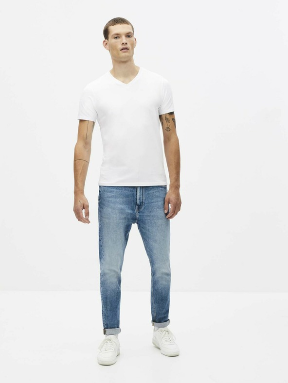 Celio Biele pánske základné tričko Celio Neuniv