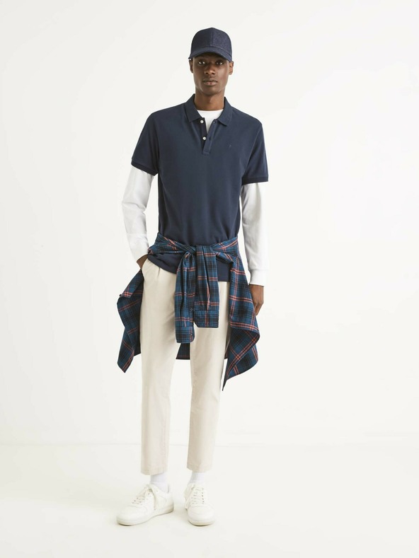 Celio Tmavomodrá pánska polokošeľa Celio