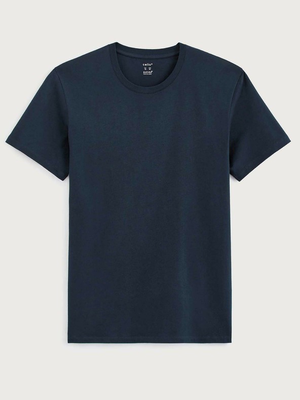 Celio Tmavomodré základné tričko Celio Tebase