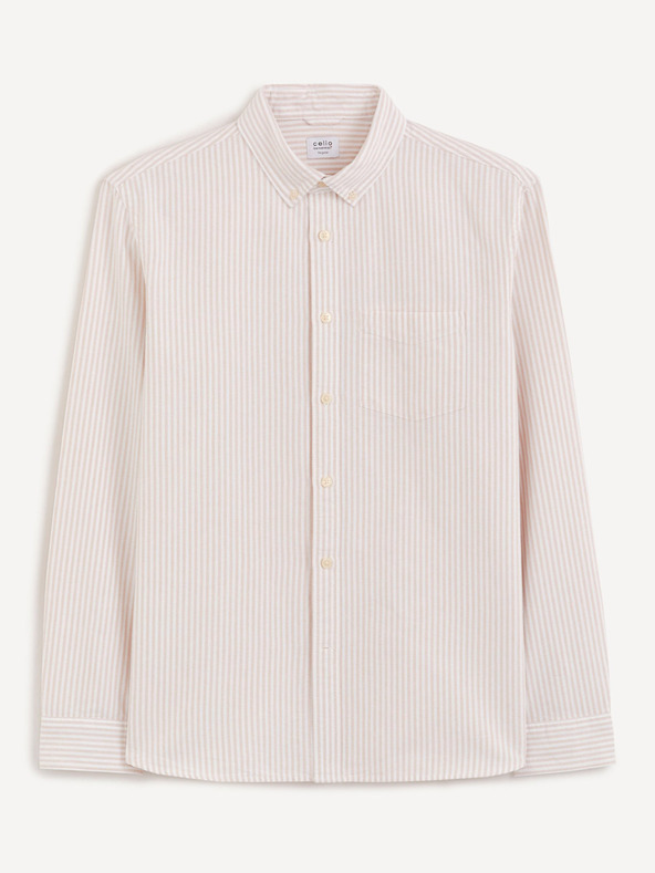 Celio Béžová regular oxford košeľa Celio Caoxfordy