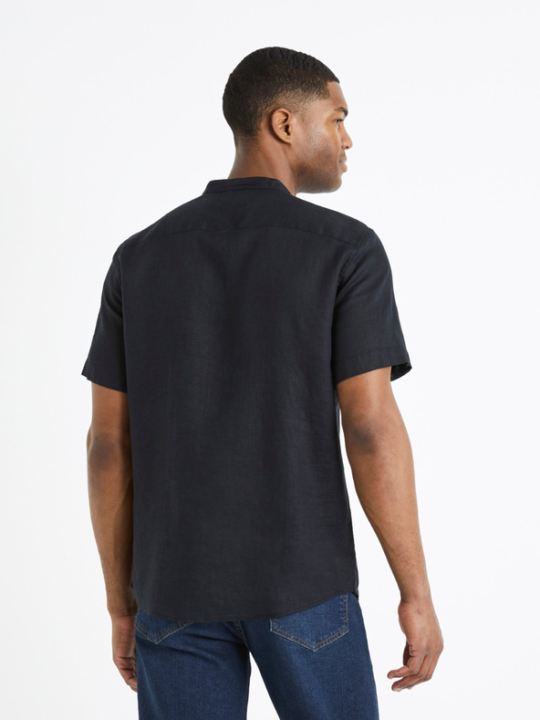 Celio Čierna pánska plátenná košeľa Celio Damopoc