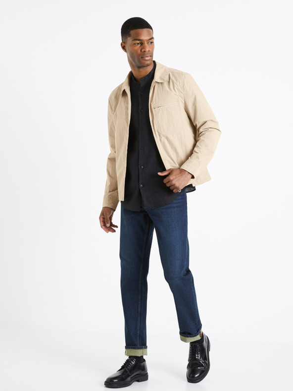 Celio Čierna pánska plátenná košeľa Celio Damopoc