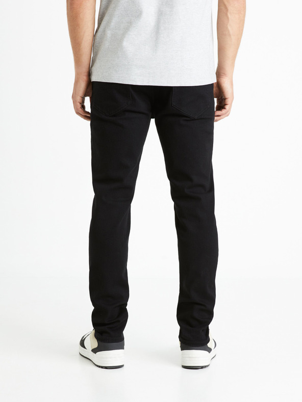Celio Čierne pánske slim fit džínsy Celio Foslim