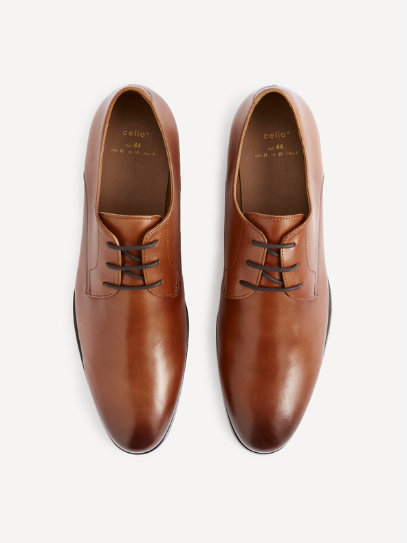 Celio Hnedé pánske kožené poltopánky Celio Rytaly